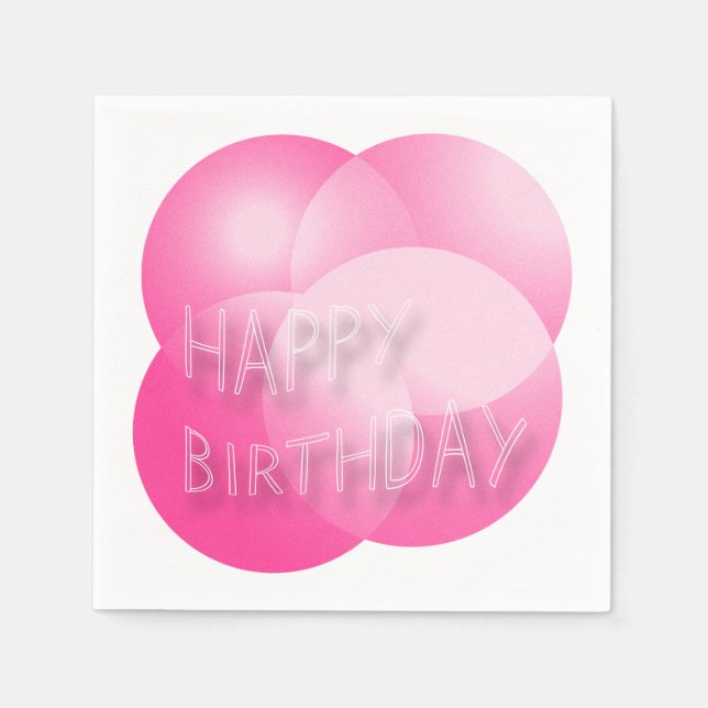 Happy Birthday Paper napkins Pink Bubbles (Front)