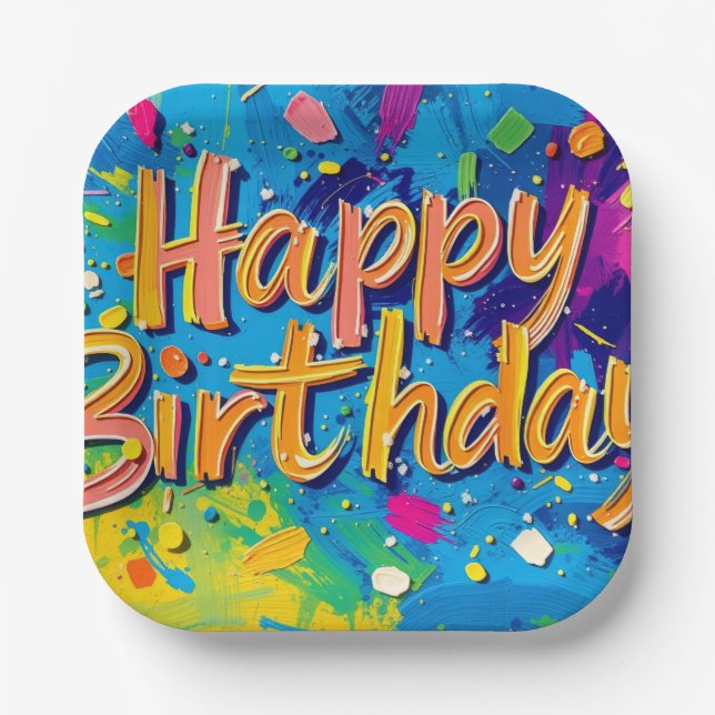Happy Birthday Paper Plate (Front)