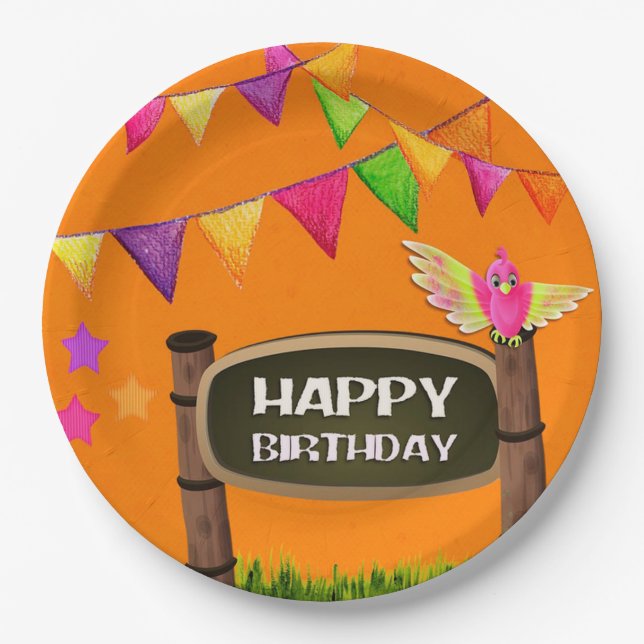 Happy Birthday Paper Plate (Front)