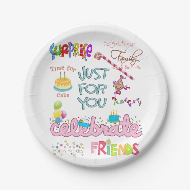 Happy Birthday Paper Plates Friends Family (Front)