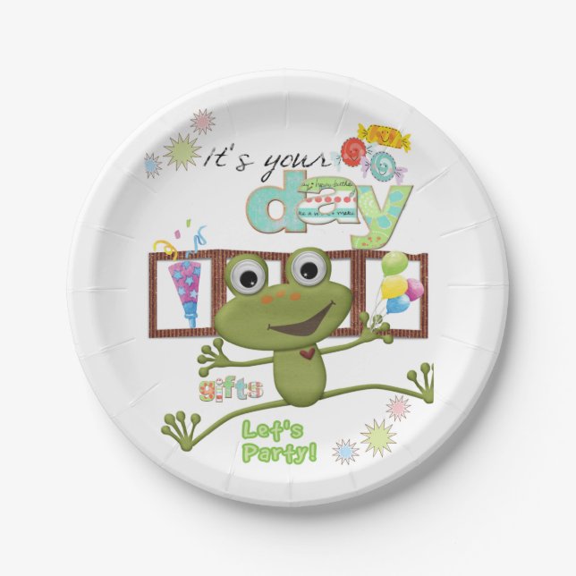 Happy Birthday Paper Plates Friends Family Frog (Front)