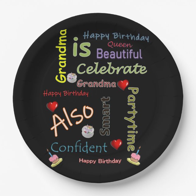 Happy Birthday Paper Plates Grandma (Front)