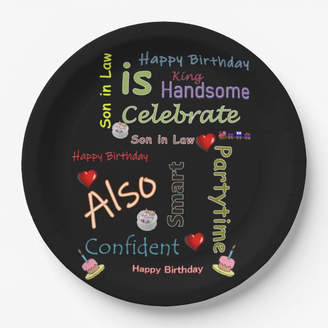 Happy Birthday Paper Plates Son in Law (Front)