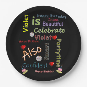 Happy Birthday Paper Plates Violet