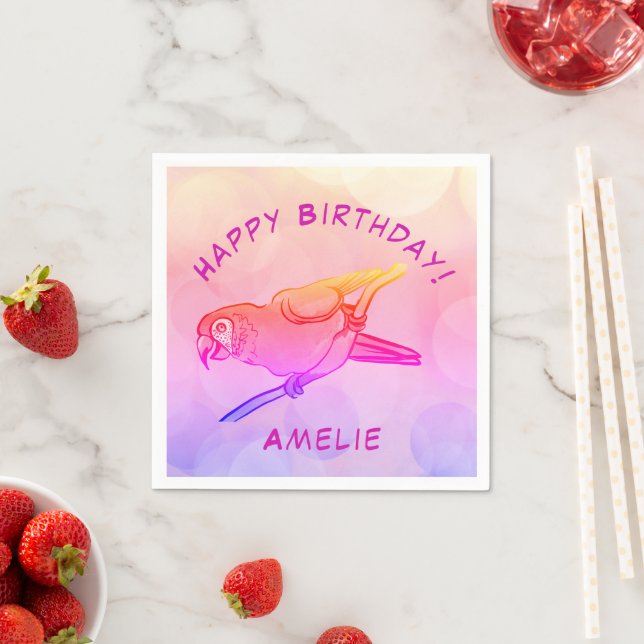 Happy Birthday parrot Napkins (Insitu)