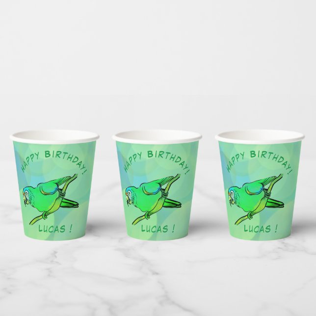 Happy Birthday parrot  Paper Cups (Multi)