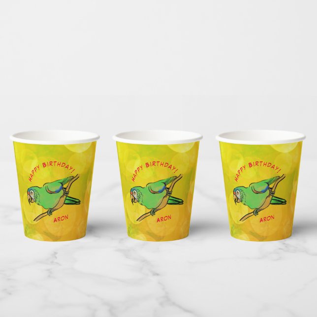 Happy Birthday parrot Paper Cups (Multi)