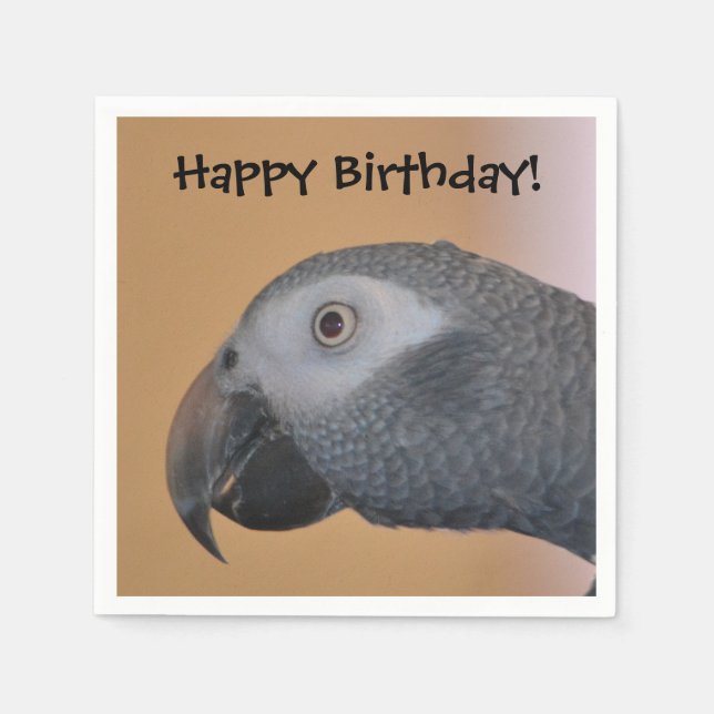 Happy Birthday Parrot Paper Napkin (Front)