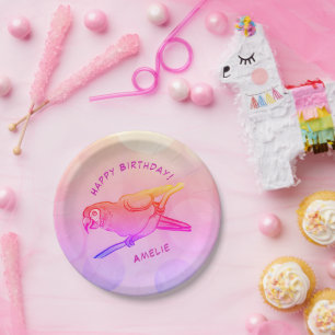 Happy Birthday parrot Paper Plate