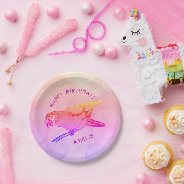 Happy Birthday parrot Paper Plate (Party)