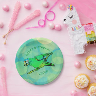 Happy Birthday parrot Paper Plate