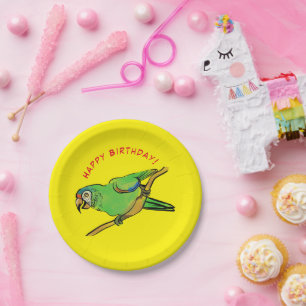 Happy Birthday parrot Paper Plate