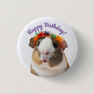 Happy Birthday - Party Animal Guinea Pig #2 3 Cm Round Badge