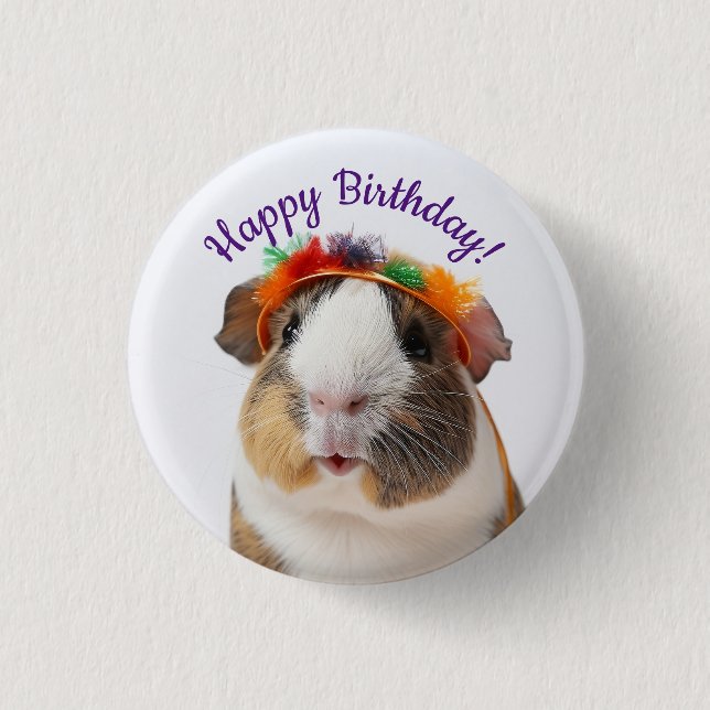 Happy Birthday - Party Animal Guinea Pig #2 3 Cm Round Badge (Front)