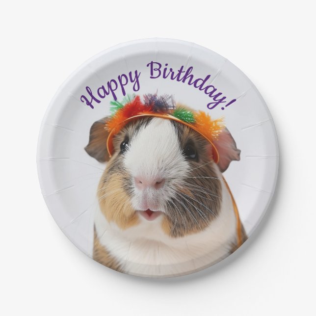Happy Birthday - Party Animal Guinea Pig #2 Paper Plate (Front)