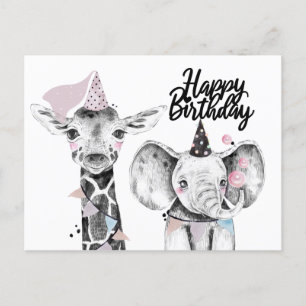 Happy Birthday Party Animals Postcard