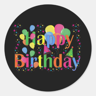 Happy Birthday Party Balloons Classic Round Sticker