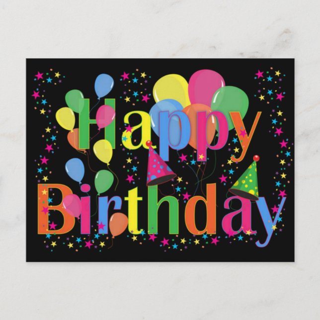 Happy Birthday Party Balloons Postcard (Front)
