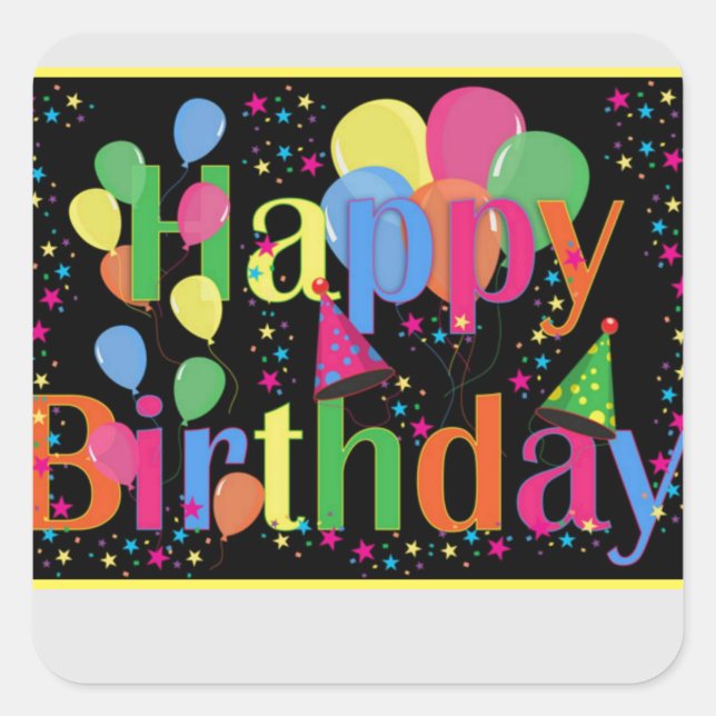 Happy Birthday Party Balloons Square Sticker (Front)
