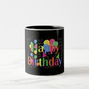 Happy Birthday Party Balloons Two-Tone Coffee Mug