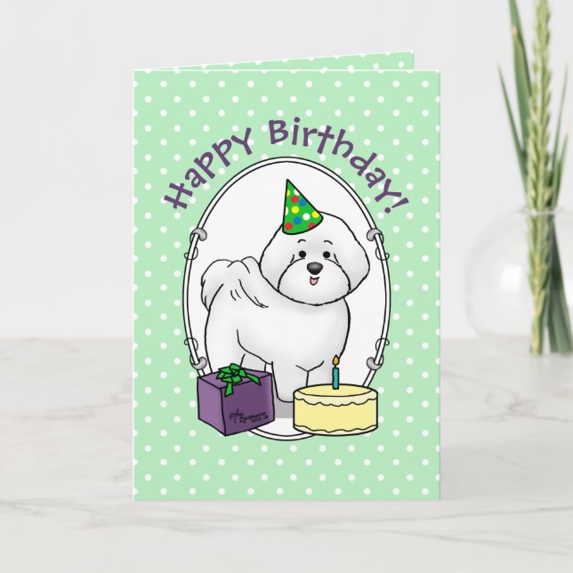Happy Birthday Party Bichon Frise Dog - Cute Card (Front)