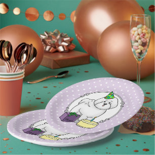 Happy Birthday Party Bichon Frise Dog - Cute Paper Plate