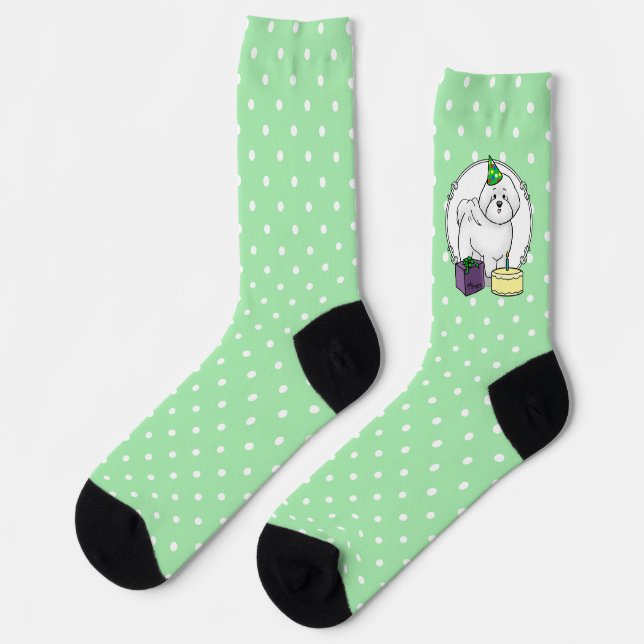 Happy Birthday Party Bichon Frise Dog - Cute Socks (Left)