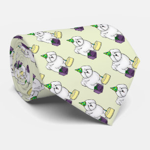 Happy Birthday (Party) Bichon Frise Dog - Cute Tie