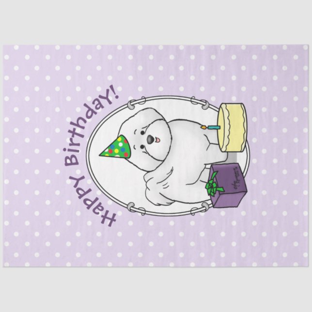 Happy Birthday (Party) Bichon Frise Dog - Cute Tissue Paper (Front)