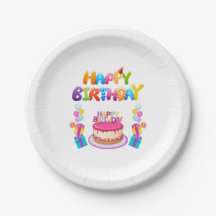 Happy Birthday Party Confetti Paper Plates