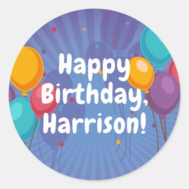 Happy Birthday Party Dark Blue Balloons Sticker (Front)