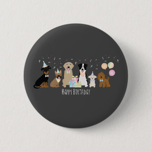 Happy Birthday Party Dogs 6 Cm Round Badge