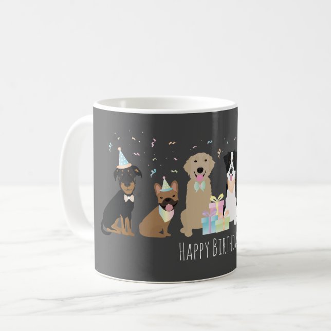Happy Birthday Party Dogs Coffee Mug (Front Left)