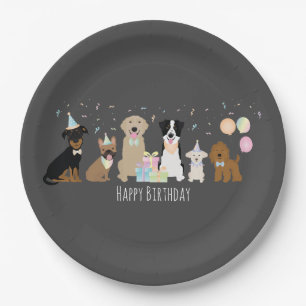 Happy Birthday Party Dogs Paper Plate