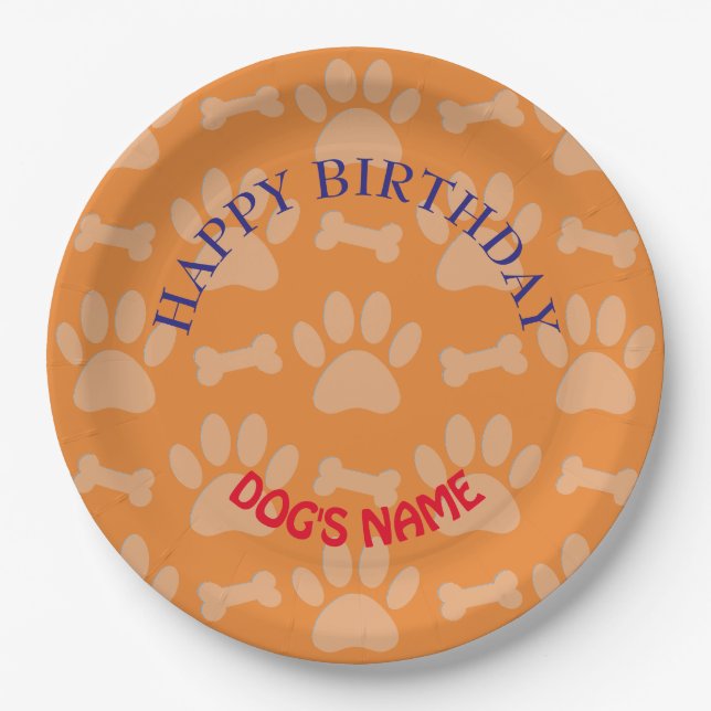 Happy Birthday Party For Dogs Paper Plate (Front)