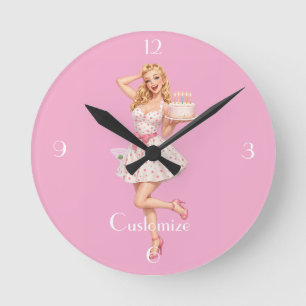 Happy Birthday Party Girl Thunder_Cove  Round Clock