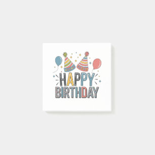 Happy Birthday Party Hats Post-it Notes