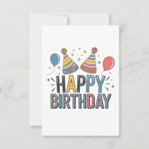 Happy Birthday Party Hats RSVP Card