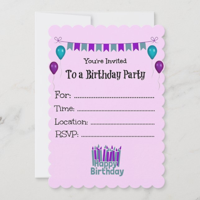 Happy Birthday Party Invite (Front)