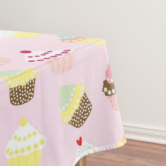 Happy Birthday Party Kids Cupcakes Tablecloth (In Situ)