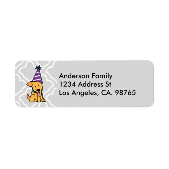 Happy Birthday Party Lab puppy Return Address Label