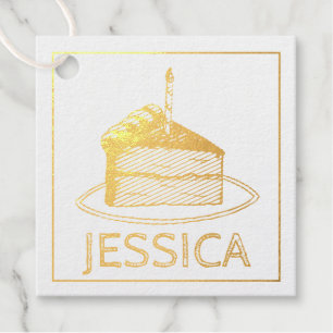 Happy Birthday Party Layer Cake Slice Candle Favour Tags