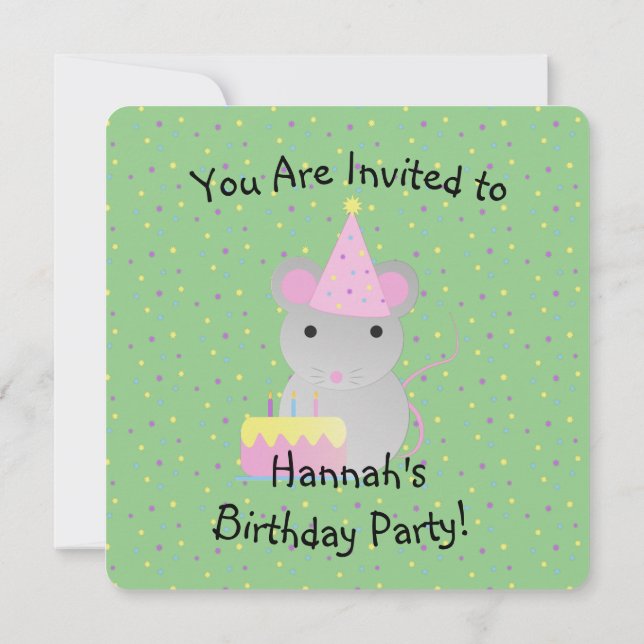 Happy Birthday Party Mouse Invitation (Back)