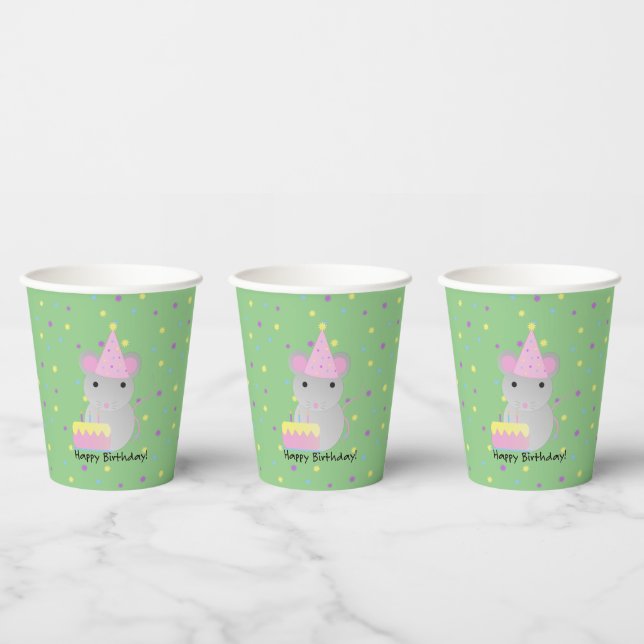 Happy Birthday Party Mouse  Paper Cups (Multi)