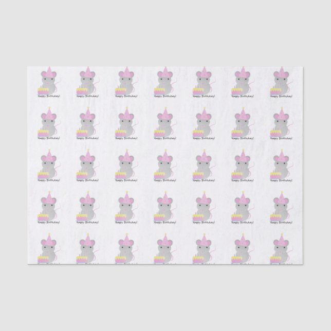 Happy Birthday Party Mouse Tissue Paper (Front)
