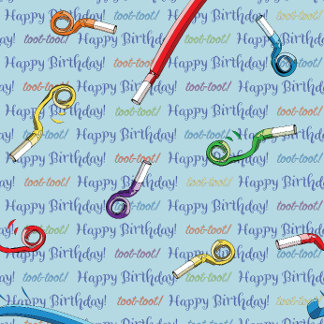 Happy Birthday Party Noisemakers Wrapping Paper Sheet