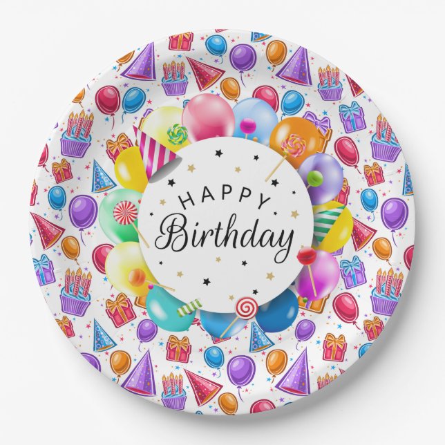 Happy Birthday Party Paper Plate (Front)