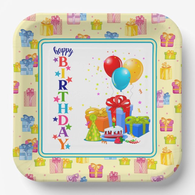 Happy Birthday  Party Paper Plate (Front)