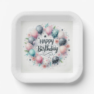  "Happy Birthday Party Paper Plates" Plate