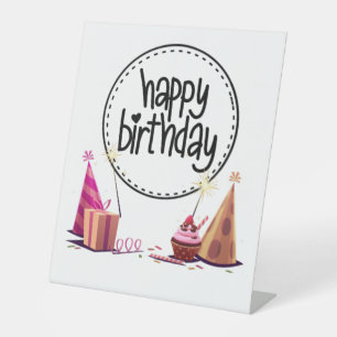 Happy Birthday Party Pedestal Sign